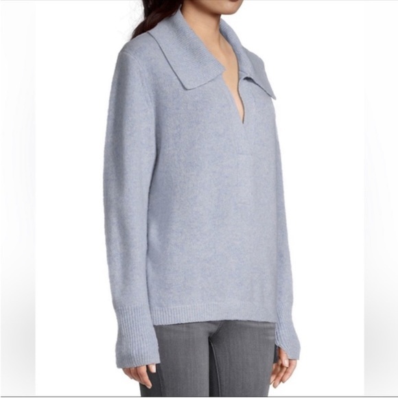 Brochu Walker Wool Cashmere Blend Split Neck Pullover Sweater Size XS Blue - Picture 3 of 12